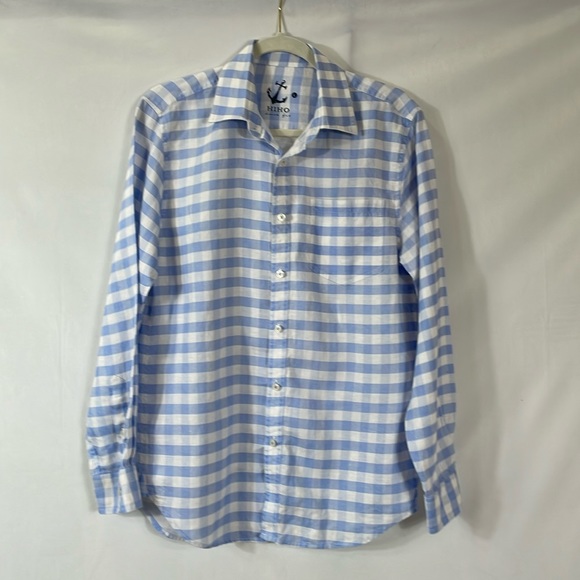 Other - HIHO Liner Shirt L Casual Button Down 100% Linen EUC Like New Blue White